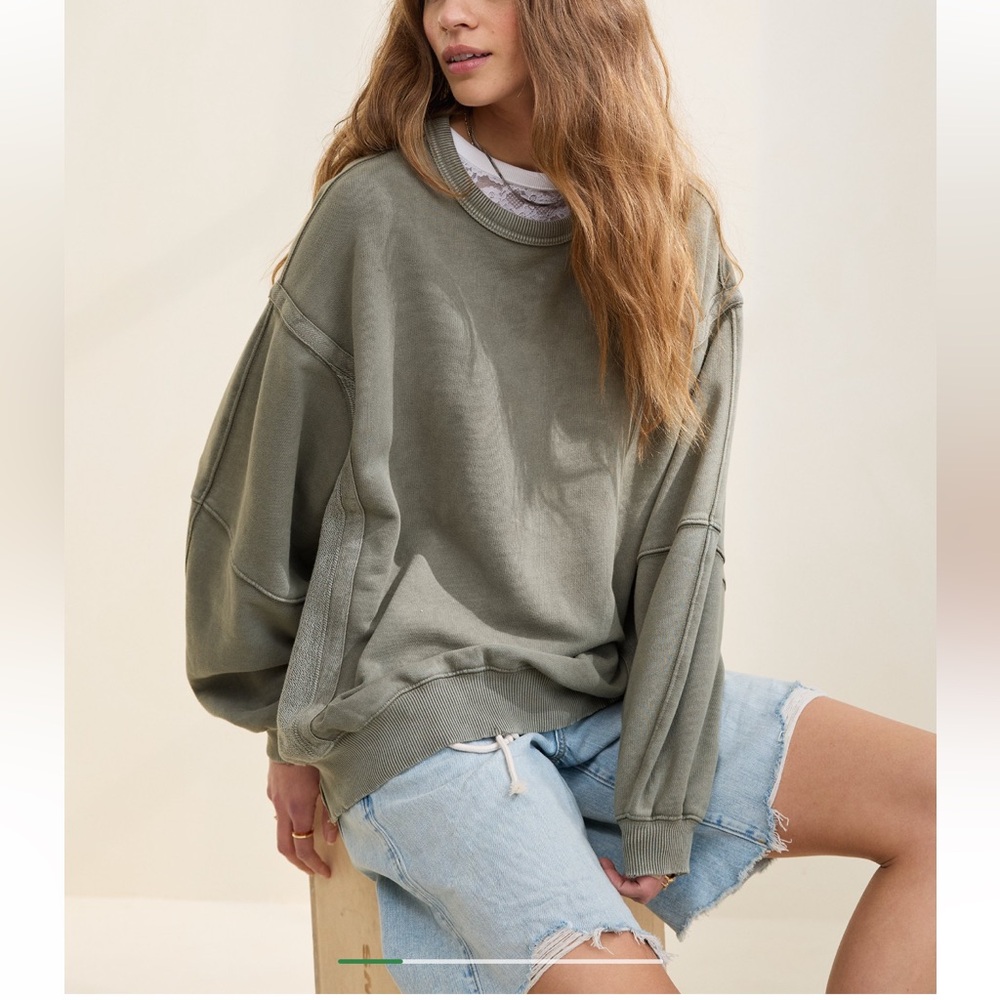 NWOT Aerie Olive Crew Sweater